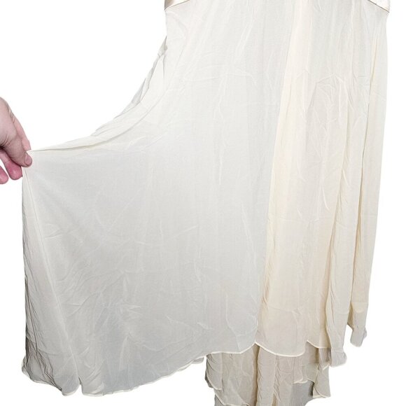 House of CB Vittoria Maxi Gown Champagne Ivory Chiffon Satin Floor Length Size M - Picture 8 of 16